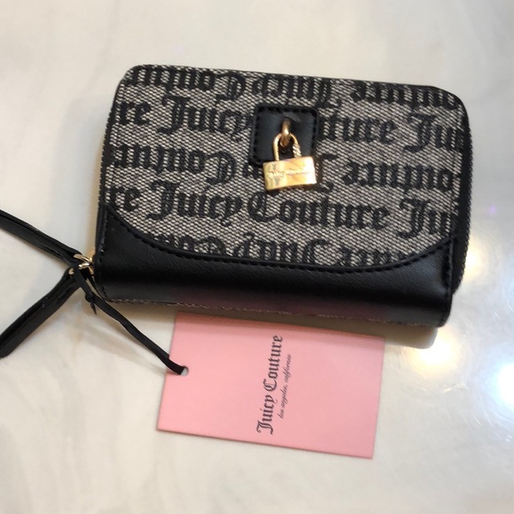 Juicy Couture Black Beige Eastside Westside Double Medium Zip Around Wallet NWT - Picture 10 of 16